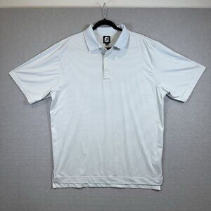 FootJoy Polo Shirt Mens Large Blue White Striped Performance FJ Golf Stretch